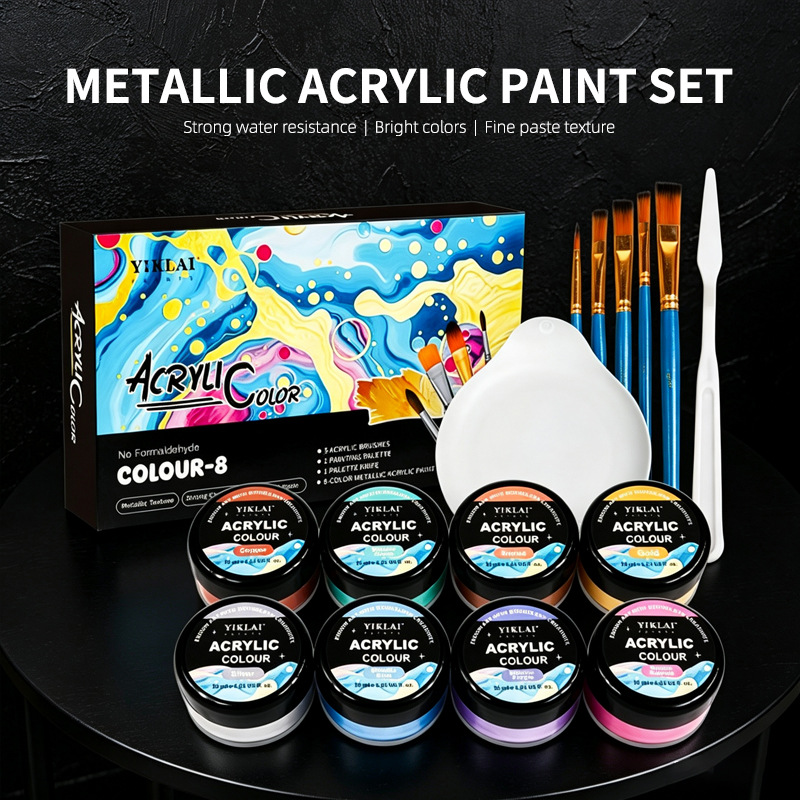 Metallic Paint Set - 30ml 8 Color Metallic Gradient Acrylic