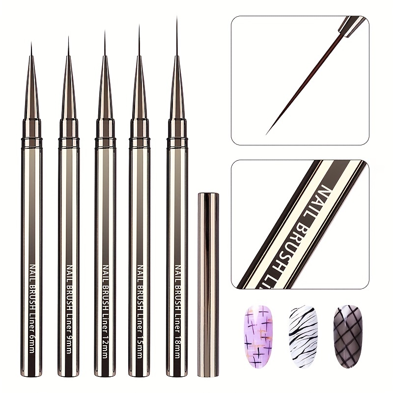 Metallic Paint Set - 5PCS Nail Art Liner Brushes Hand