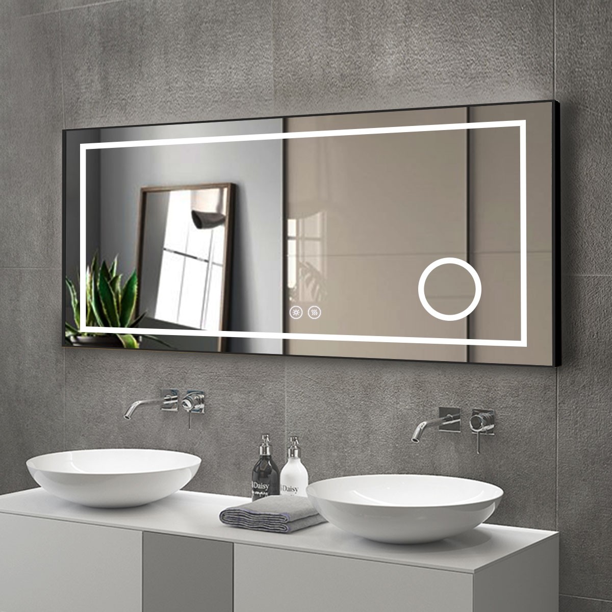 Magnifier With Light - Custom Size Wall Mounted Vanity Mirrors