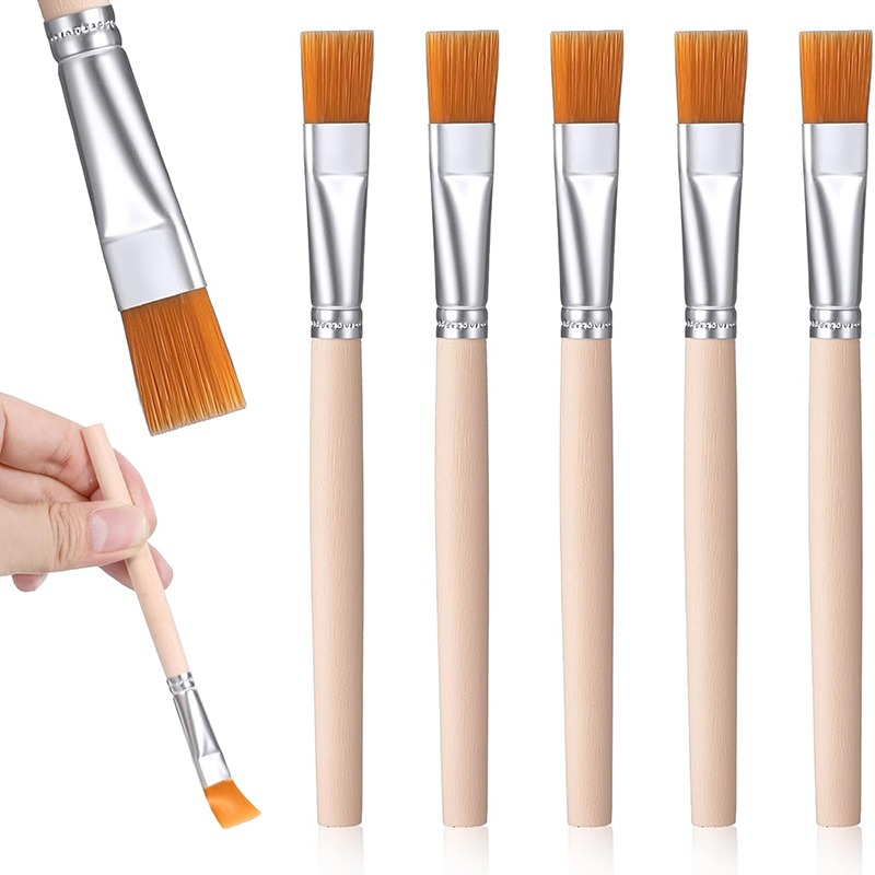 Metallic Paint Set - 5Pcs Wooden Handle Small Paint Brushes