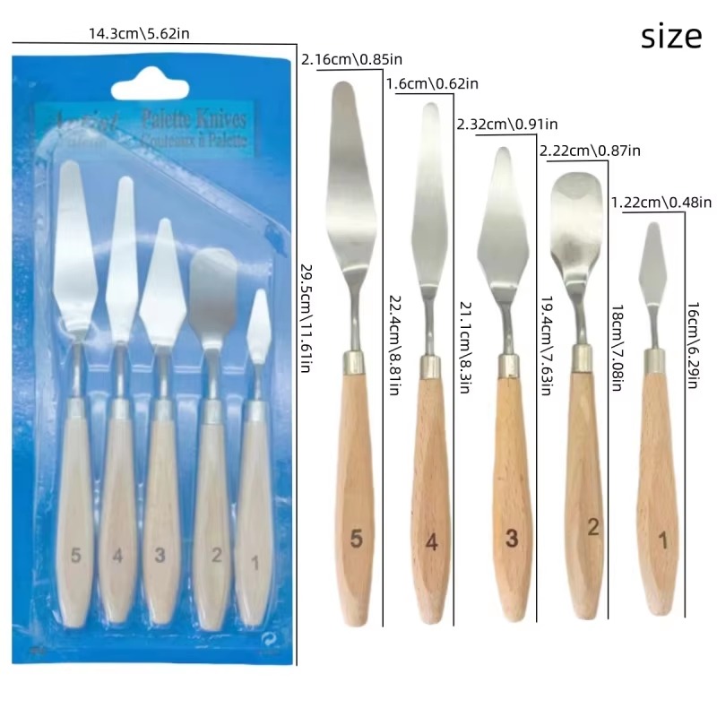5Pcs Wooden Handle Painting Pa - đánh giá và giá Metallic Paint Set