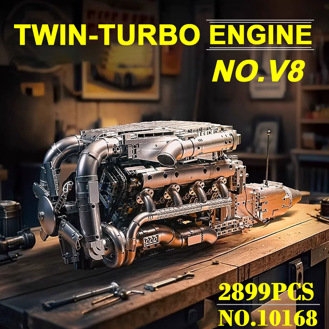 Mould King 10168 V8 Twin Turbo - đánh giá và giá Model Kit Engine V8